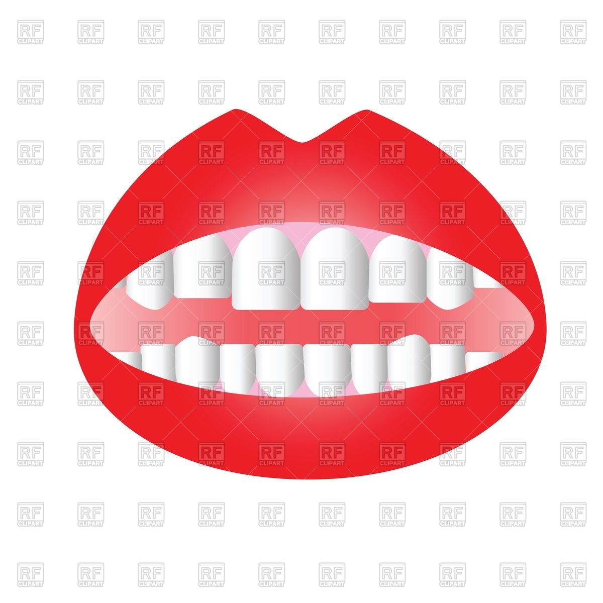 Open Mouth   Lips And Row Teeth Download Royalty Free Vector Clipart    