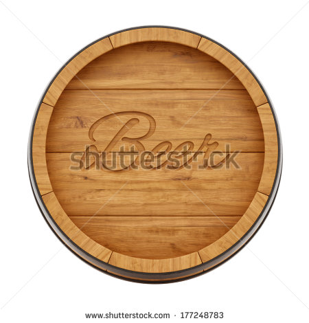 Render Of A Beer Barrel From Top View Isolated On White   Stock Photo