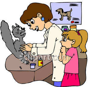 Scared Cat At A Veterinary Clinic Royalty Free Clipart Picture