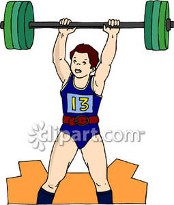 Strong Boy Lifting Weights   Royalty Free Clipart Picture