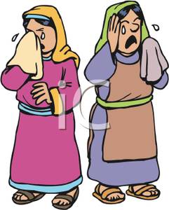 Two Peasant Women Crying   Royalty Free Clipart Picture