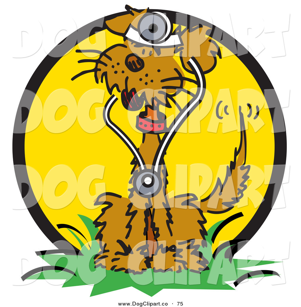Vector Of A Cute Dog Wearing Stethoscope And Sitting On Clipart