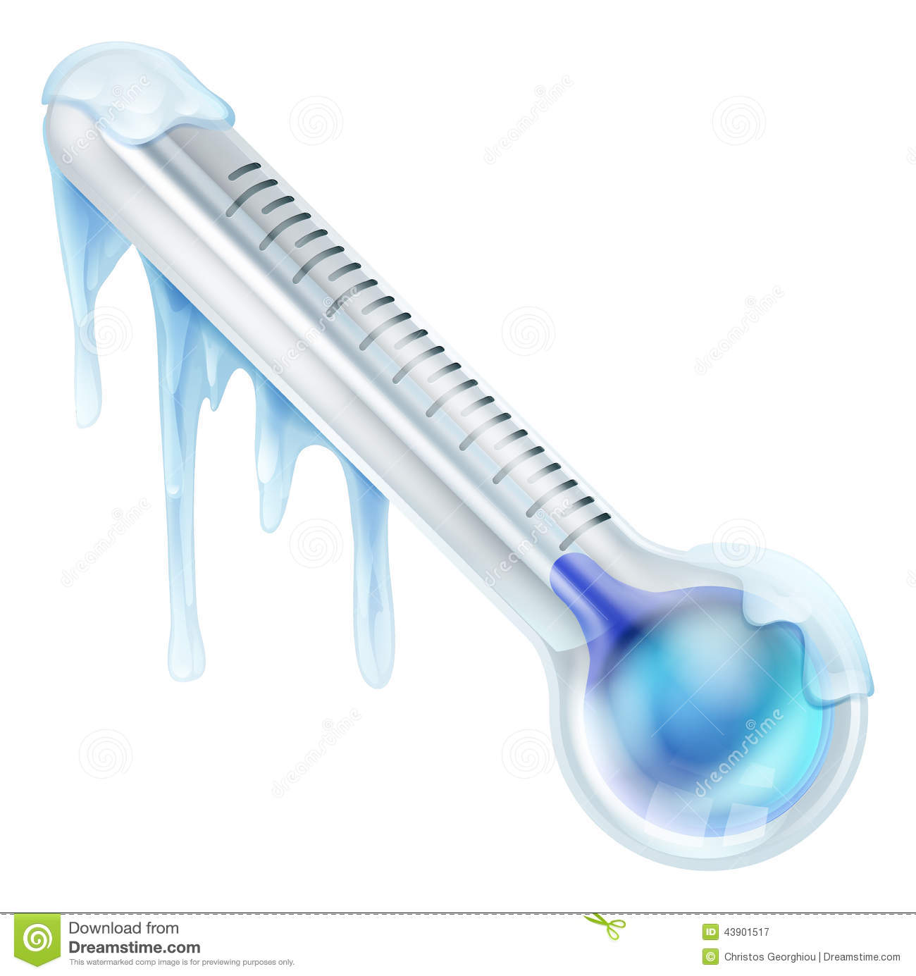 An Illustration Of A Cold Frozen Thermometer In Low Temperature With