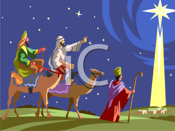 Art Image  The Three Wise Men Following The North Star To Bethlehem