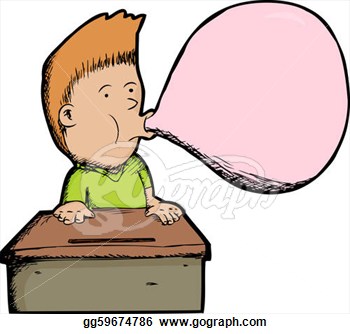 At Desk Blows A Big Gum Bubble  Stock Clipart Illustration Gg59674786