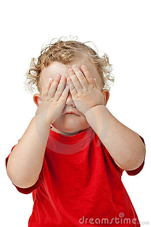 Baby Covering Eyes With Hands Playing Peek A Boo Stock Photos   Image