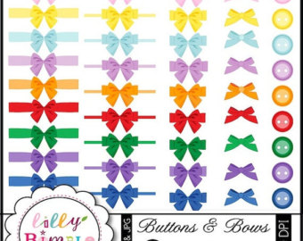 Bows Digital Clipart For Card Making Crafts Download Button Clip Art