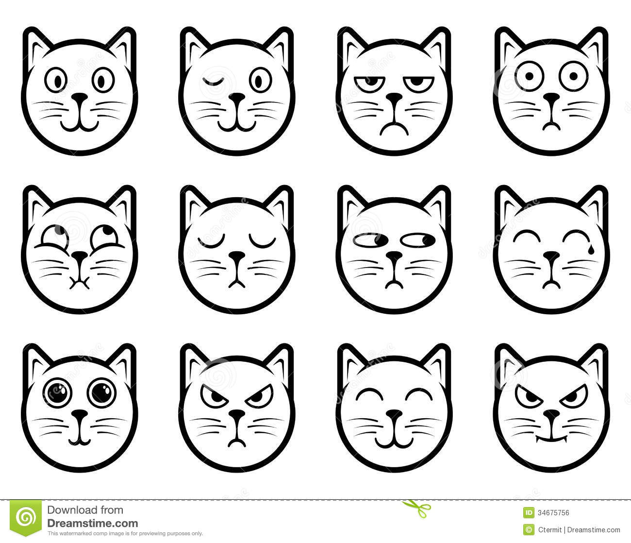 Cat Smiley Icons Royalty Free Stock Image   Image  34675756