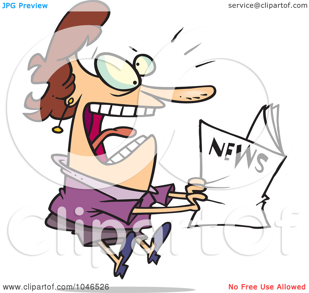 Clip Art Illustration Of A Cartoon Woman Reading Exciting News By Ron