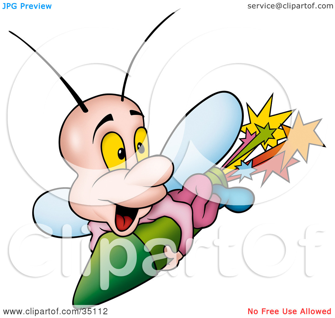 Clipart Illustration Of A Cute Little Fly Shooting Past On A Green