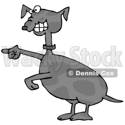 Clipart Illustration Of A Goofy Spotted Grey Mutt Dog Laughing And