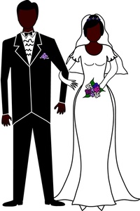 Clipart Image  Bride And Groom Arm In Arm As They Walk Down The Aisle