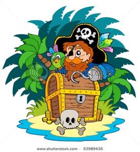 Clipart Image Of Small Island And Pirate With Hook
