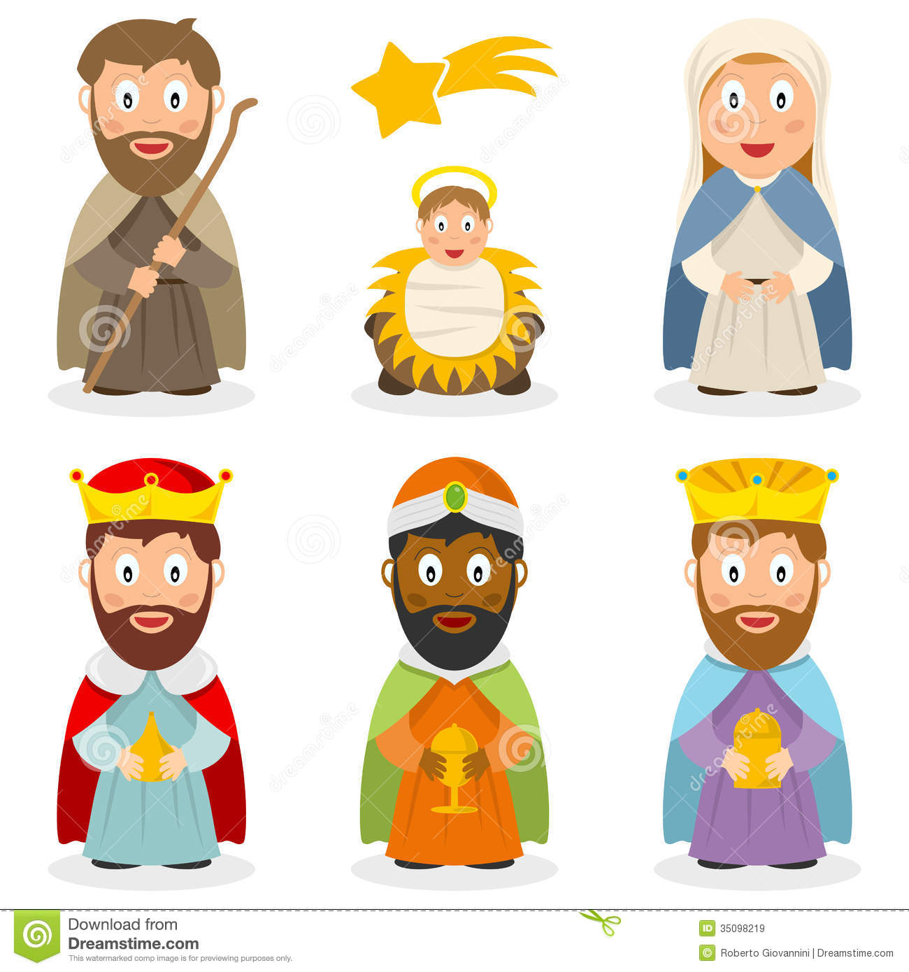 Collection Of Cartoon Characters Representing The Holy Family  Joseph