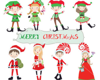 Cute Christmas Clipart   Santa Clipart  Cute Elf Instant Download Png