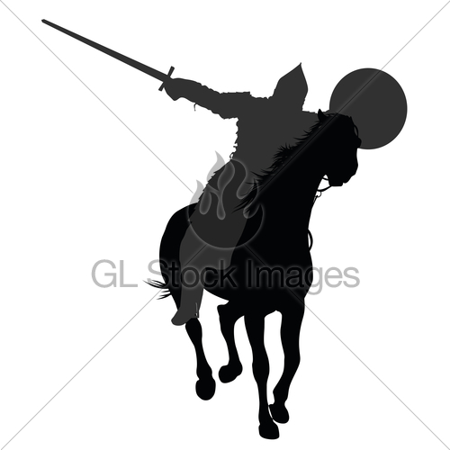 Detailed Silhouette Of Ancient Warrior With Swo   