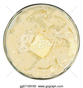 Drawing   Grits With Butter In Bowl Vector Illustration  Clipart