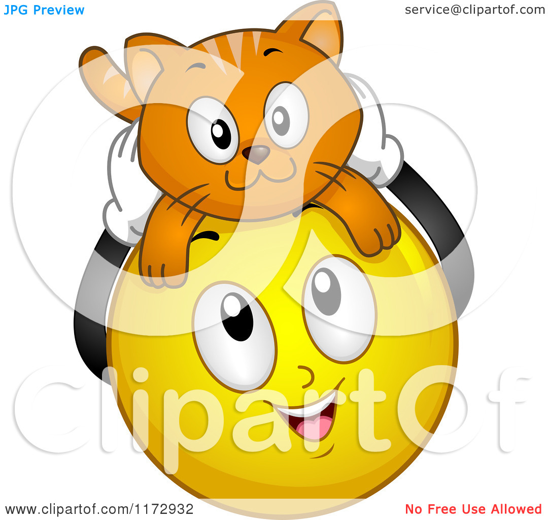 Emoticon Smiley With A Cat On Its Head   Royalty Free Vector Clipart