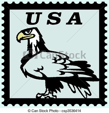 Eps Vector Of Postage Stamp Usa Bold Eagle   Illustration Of Usa