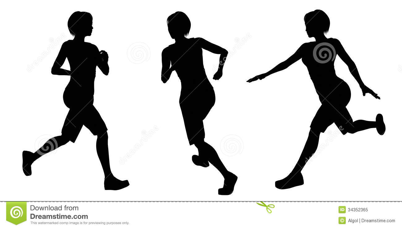 Female Runner Silhouettes   1 Royalty Free Stock Photo   Image    