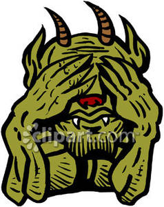 Gargoyle Covering Its Eyes Royalty Free Clipart Picture