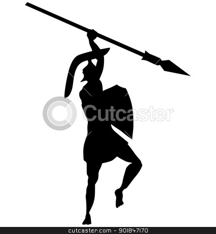 Greek Warrior Stock Vector Clipart Silhouette Of Ancient Greek    