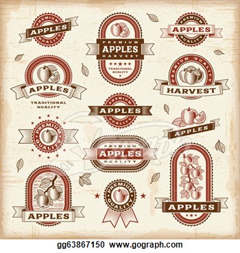 Illustration   Vintage Apple Labels Set  Clipart Drawing Gg63867150