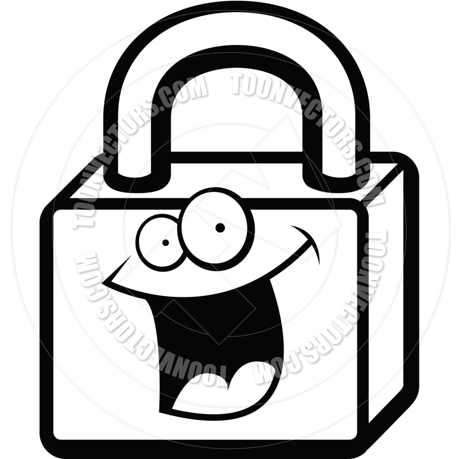 Lock Smiling  Black And White Line Art  By Cory Thoman   Toon Vectors