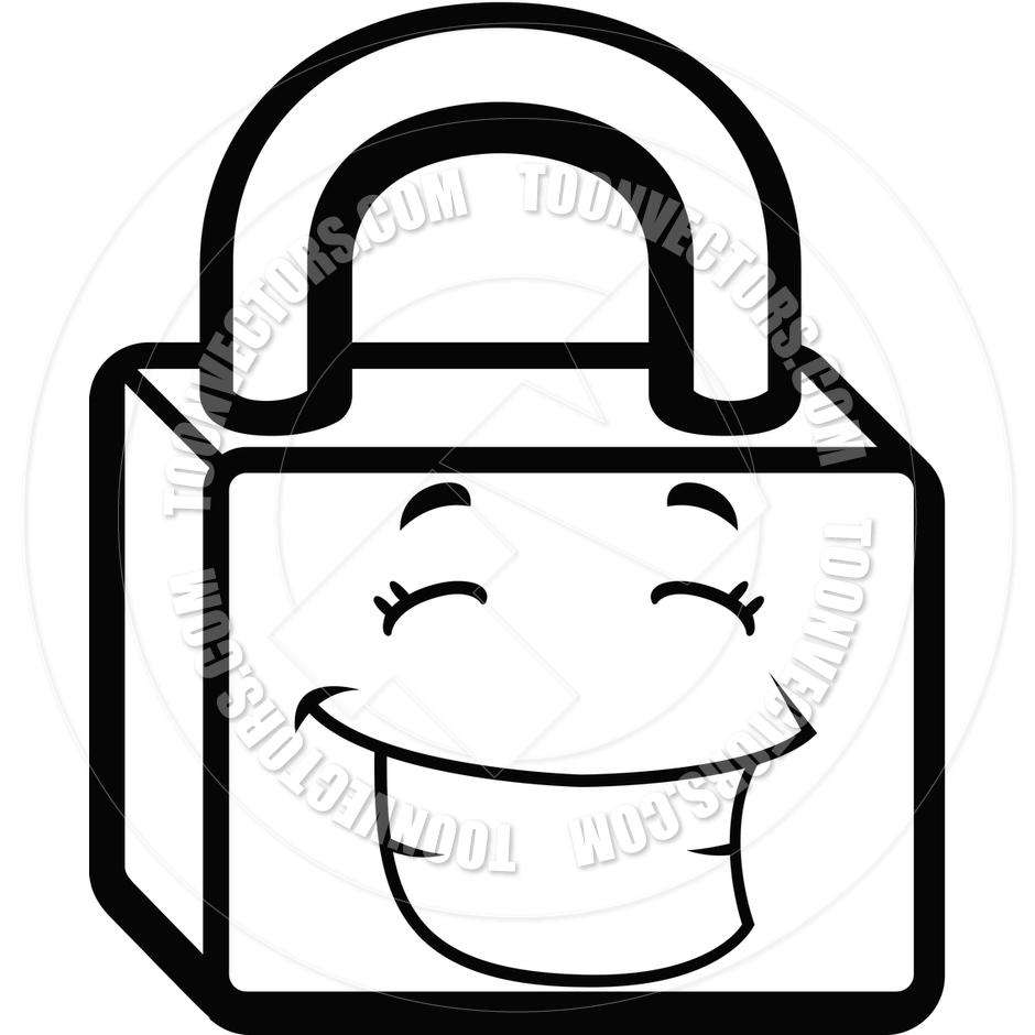 Lock Smiling  Black And White Line Art  By Cory Thoman   Toon Vectors    