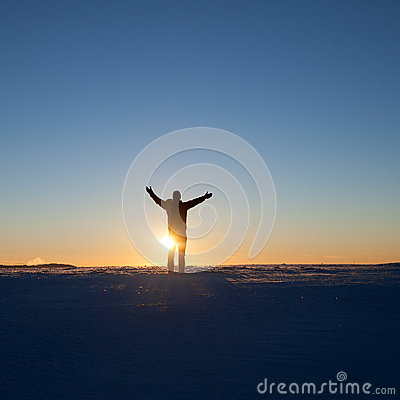 Man Standing In Winter Landscape Royalty Free Stock Photos   Image