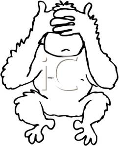Monkey Covering His Eyes   Royalty Free Clipart Picture