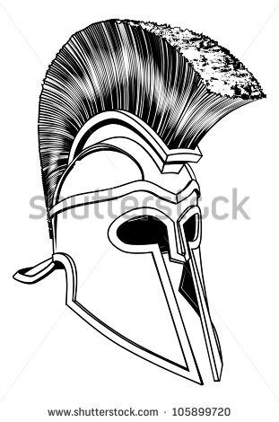 Monochrome Illustration Of A Bronze Corinthian Or Spartan Helmet Like