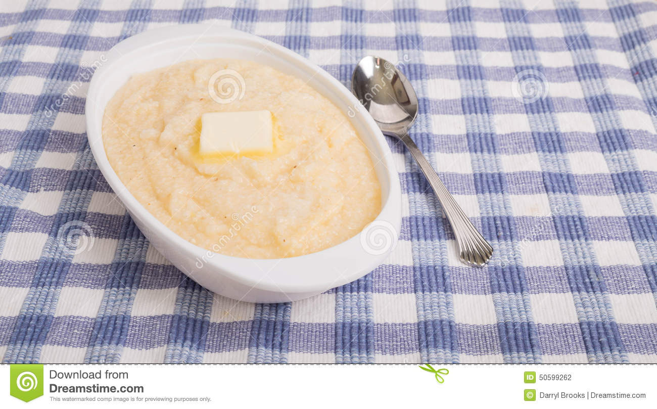 Oval Bowl Of Grits With Butter Stock Photo   Image  50599262