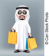 Realistic 3d Rich Saudi Arab Man Character Wearing