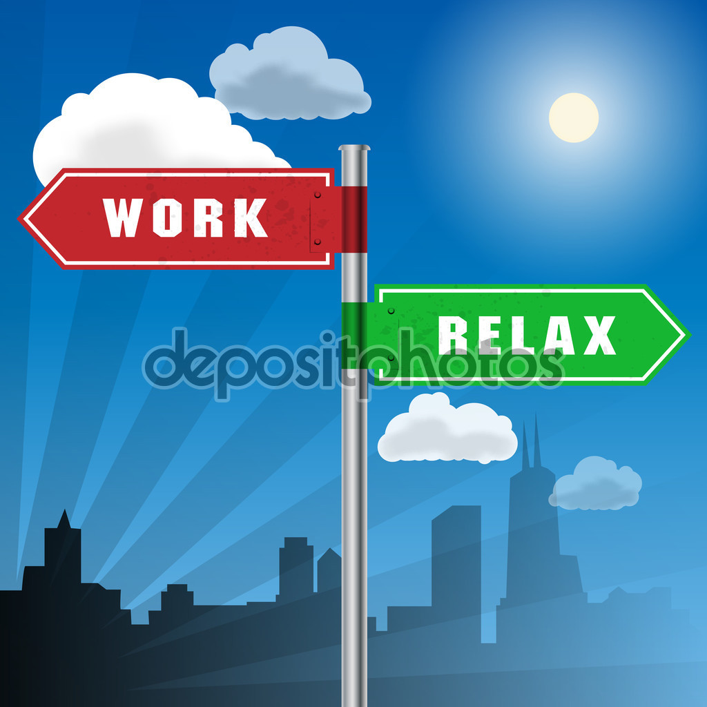 Road Sign With Words Work Vacation   Stock Vector    Fla  60771423