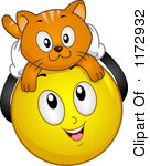 Smiley With A Cat On Its Head Royalty Free Vector Clipart By Bnp