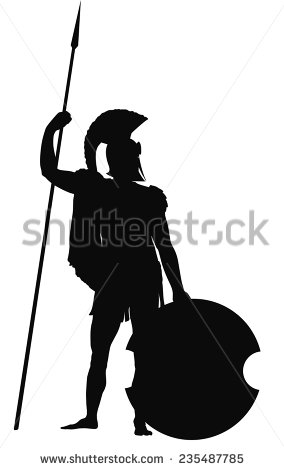 Spartan Warrior With Shield And Spear Detailed Vector Silhouette  Eps