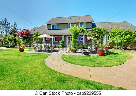 Stock Photo   American Country Farm Luxury House With Porch    Stock    