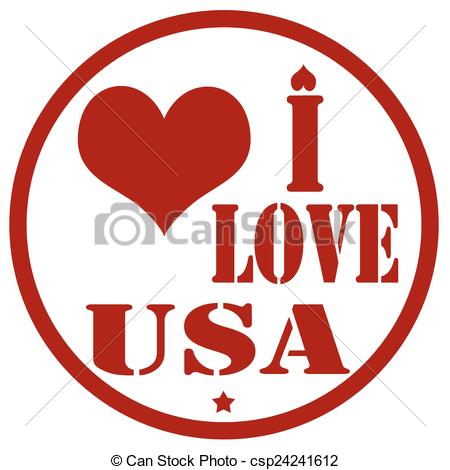 Vector   I Love Usa Stamp   Stock Illustration Royalty Free
