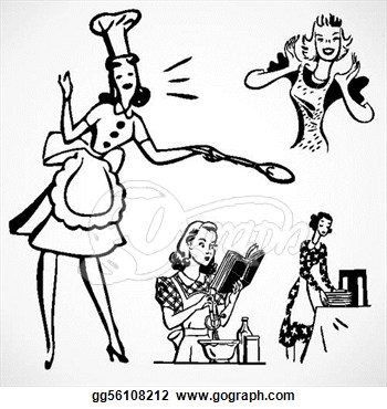 Vector Vintage Women Cooking