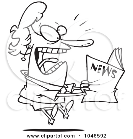     White Outline Design Of A Woman Reading Exciting News By Ron Leishman