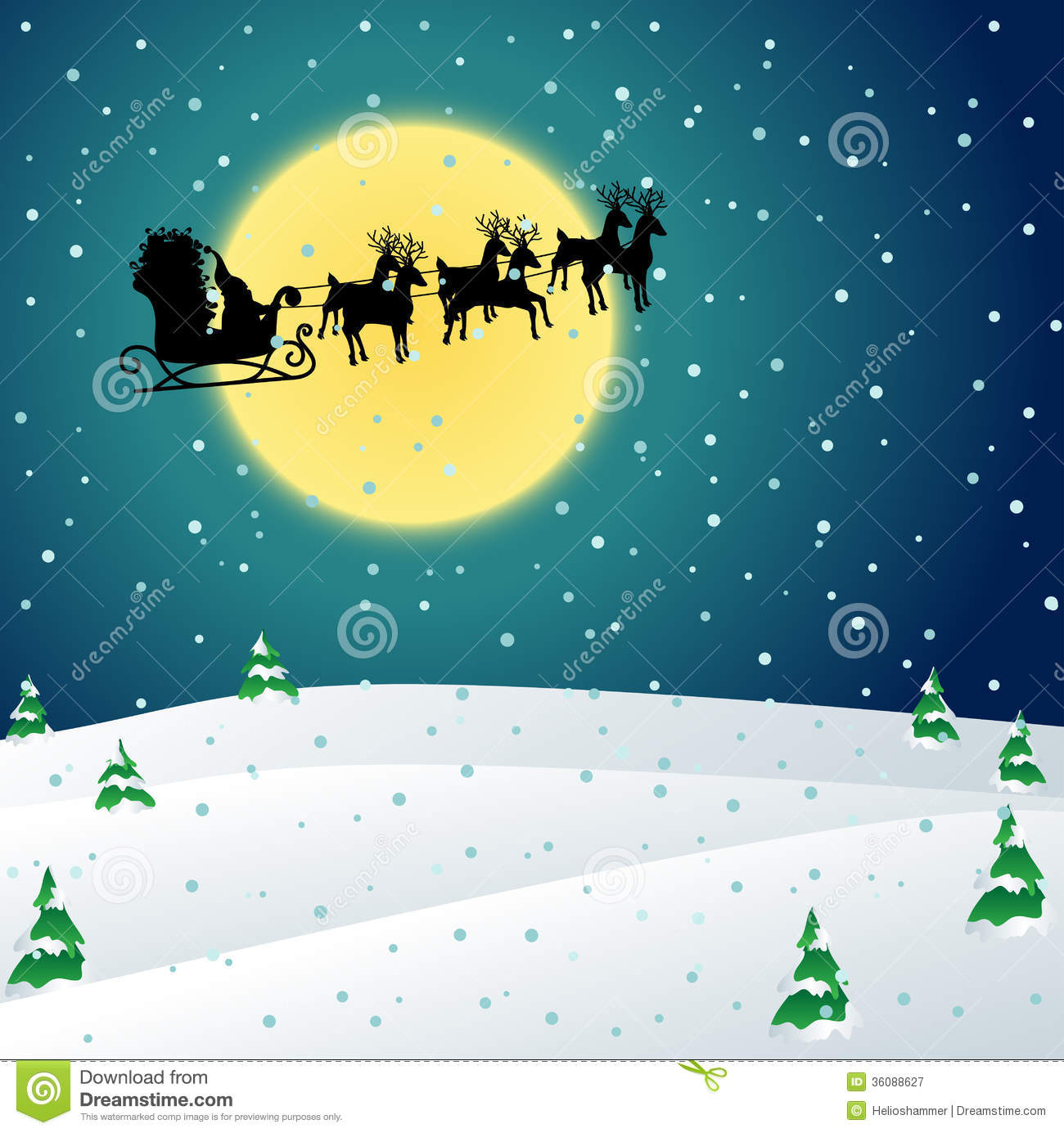 Winter Night With Santa Sleigh Royalty Free Stock Photography   Image