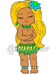 Blond Haired Hula Girl   Royalty Free Clipart Picture
