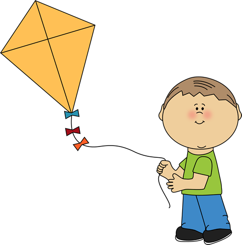 Boy Flying A Kite Clip Art Image   Boy Flying A Yellow Kite With    