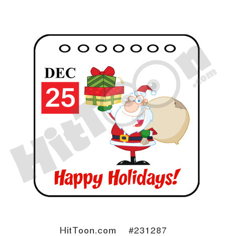Christmas Clipart  231287  Happy Holidays December 25th Santa Calendar