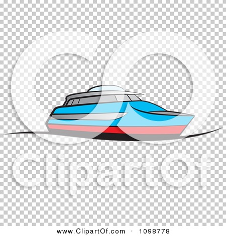 Clipart Blue And Red Pleasure Boat   Royalty Free Vector Illustration