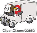 Clipart Family Standing Waving Delivery Big Rig Truck Mascot