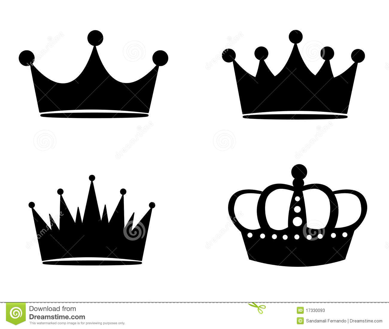 Collection Of Black Crowns Isolated On White Background