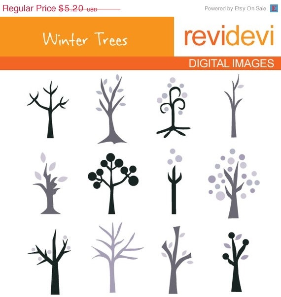 Half Price Sale Clipart Winter Trees 07038 By Revidevi On Etsy  2 60