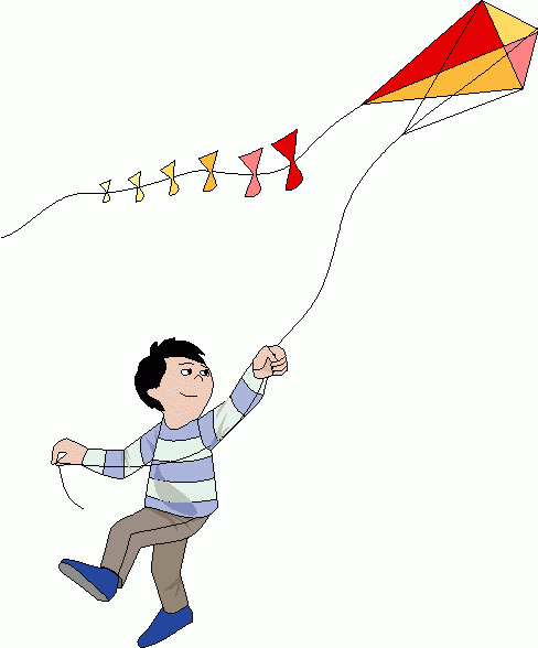 Kids Flying Kites Clipart